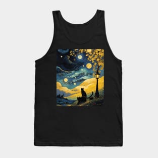 Starry Night Cat, Van Gogh Cat, Cat Lover, Cat Mom, Cat Dad Tank Top